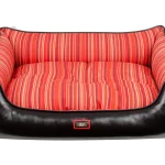 Luxury Soft Stripes Red bőr kutyaágy – 1. kép