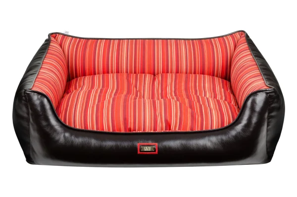 Luxury Soft Stripes Red bőr kutyaágy